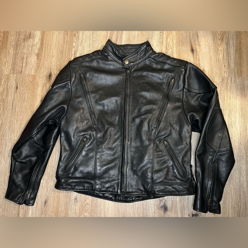 Fashions By Rose XL Ladies Leather Motorcycle Jacket Black Vintage 3 in 1